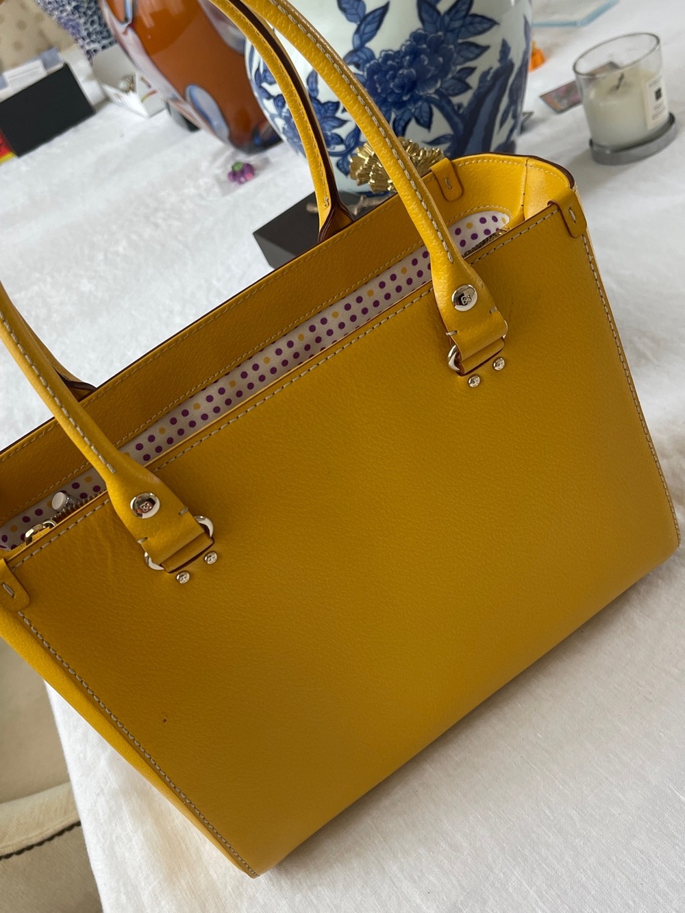 kate spade Yellow Leather Satchel with Gold Hardware - Picture 3 of 6